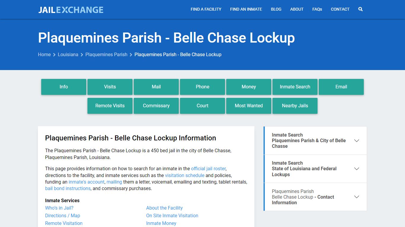 Plaquemines Parish - Belle Chase Lockup - Jail Exchange
